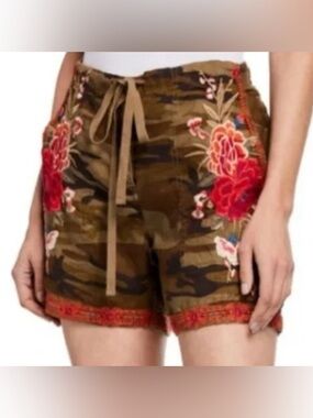 Johnny Was/Los Angeles Burken Linen Camo Shorts Size XS
